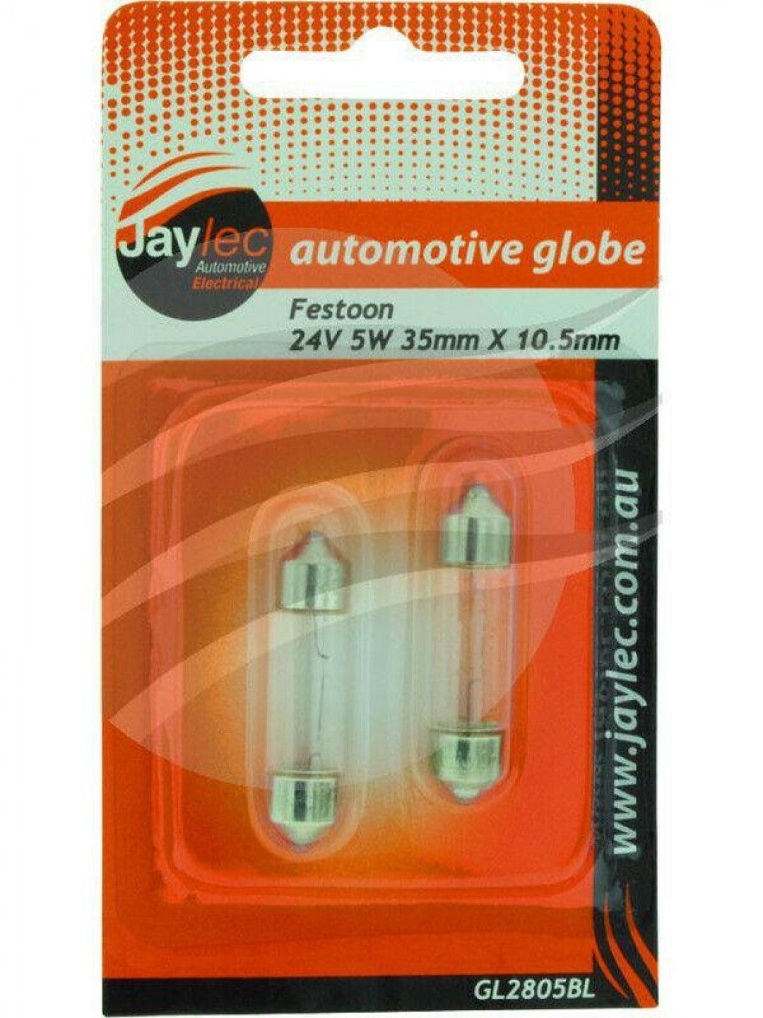 Jaylec - Pack Of 2 Festoon Globe 24 Volts 5 Watt Sv8.5 35mm X 10.5mm Blister Pack Of