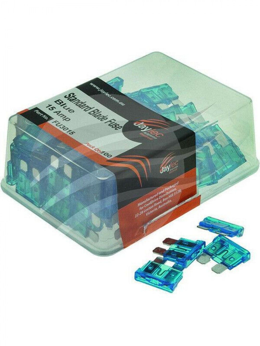 Jaylec - Pack Of 100 Blade Fuse 15 Amps Blue
