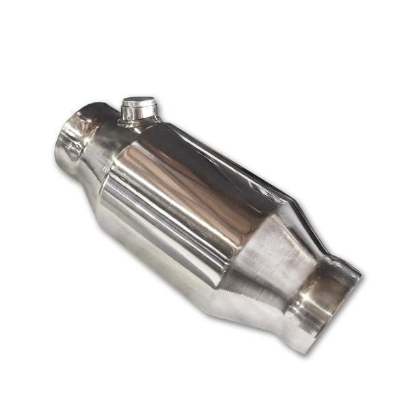 UNIVERSAL CATALYTIC CONVERTER - 2 1/4 INCH ROUND HIGH FLOW CAT CONVERTER 100CPSI