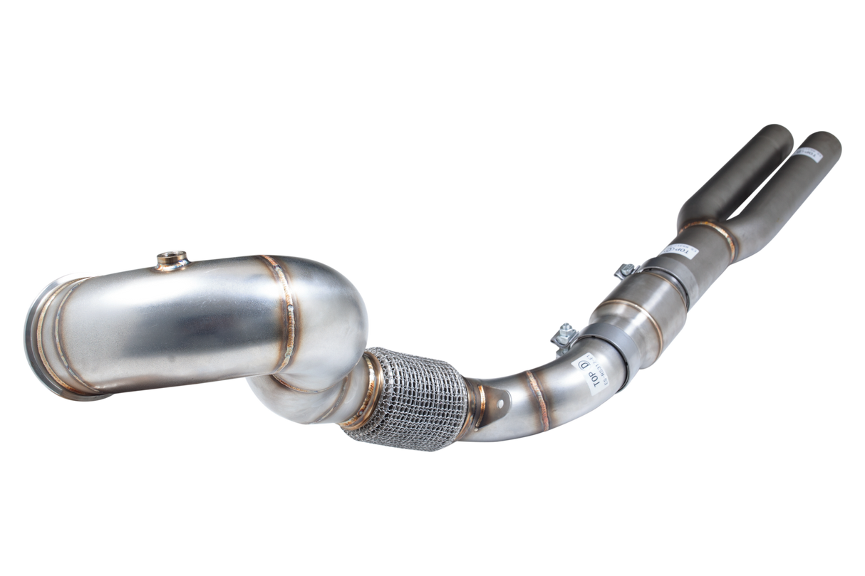 XForce | 4" to 3" Turbo Downpipe & High-Flow Cat | Audi RS3 8V & TT RS FV | ESRS317KITB