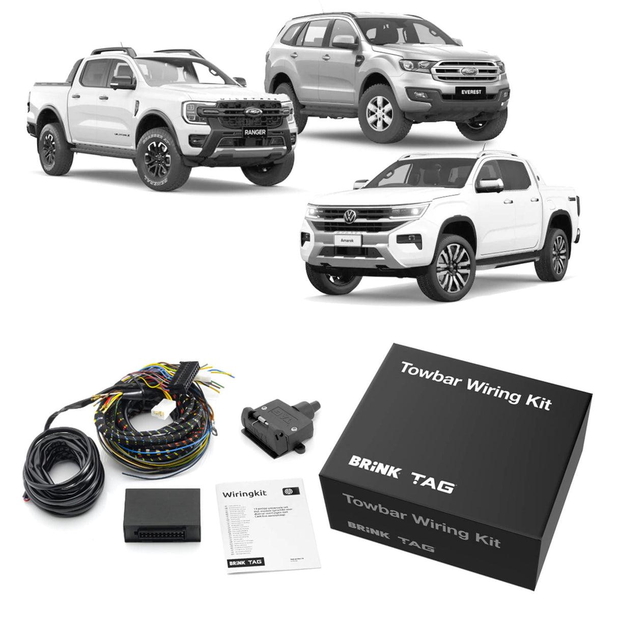 TAG | Heavy Duty Towbar 3-Piece & Direct Fit CANBUS Wiring Kit | Ford Ranger PX2 PX3 Cab Chassis 2015–2022 | T7F705-K102