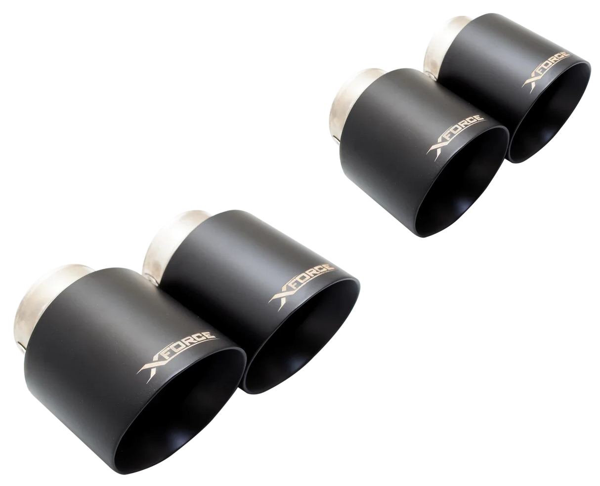 Xforce | 4" Matte Black Stainless Steel Exhaust Tip Kit (Set of 4) | BMW M3 G80 & M4 G82 2021–2026 | ESBMG80BLKTIP