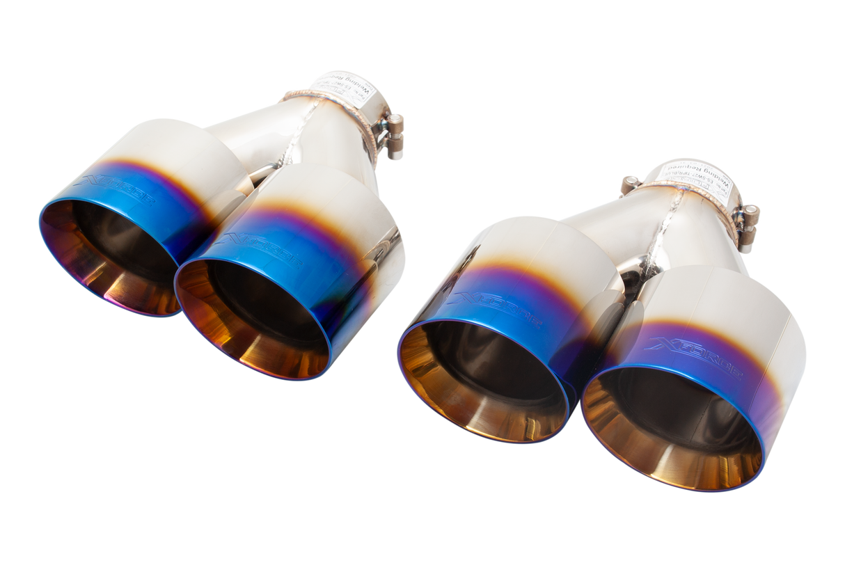 XForce | Burnt Blue Quad 4" Exhaust Tips | Subaru WRX STI Sedan 2011–2023 | ES-SW27-BLUETIPS