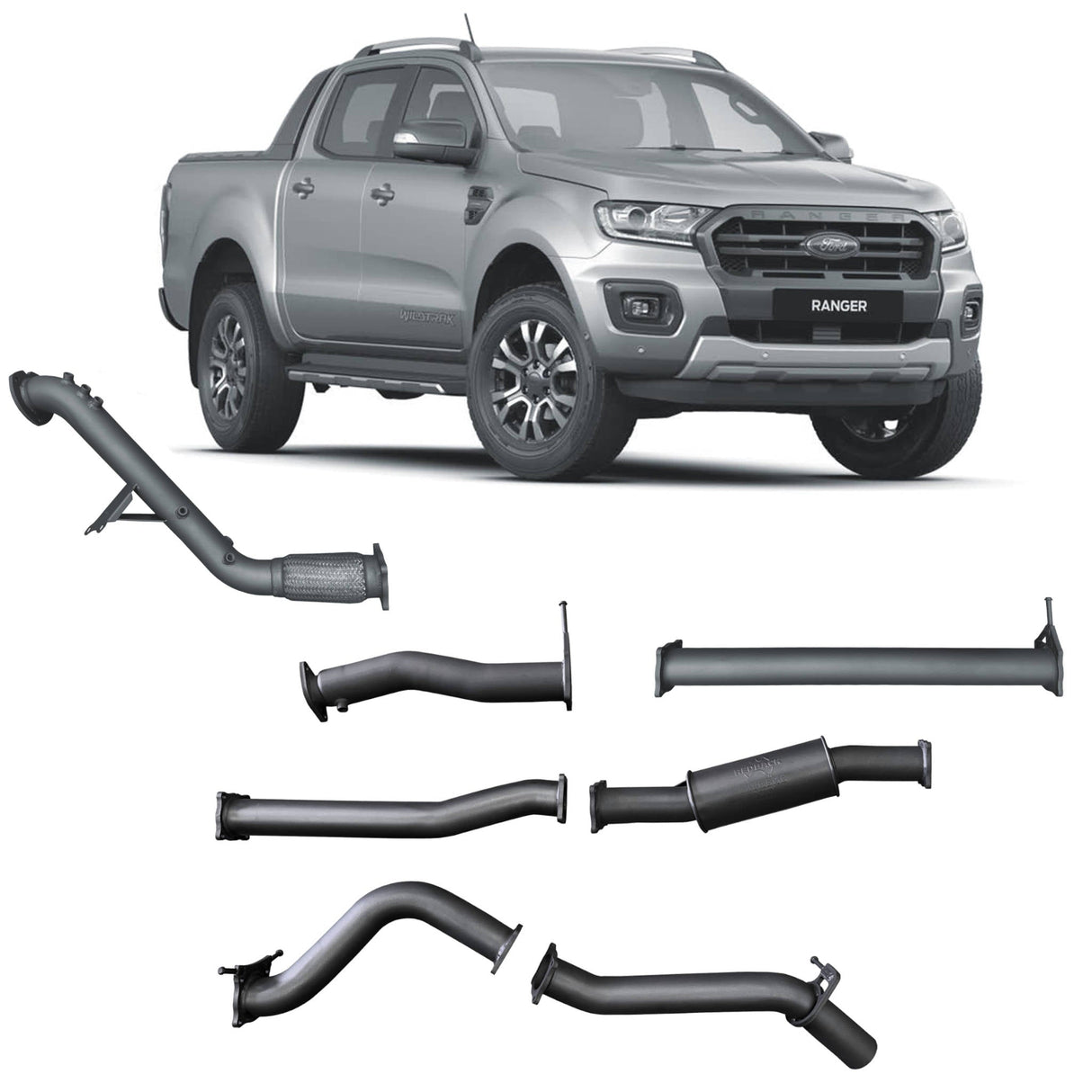 Redback Extreme Duty - 3" Turbo Back Exhaust for Ford Ranger 3.2 2016-2022 with DPF Fittings