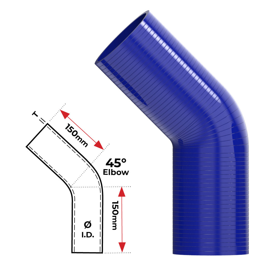 REDBACK | Silicone Hose 3-1/2" 45° Bend Black | Universal 89mm | HSB045090B
