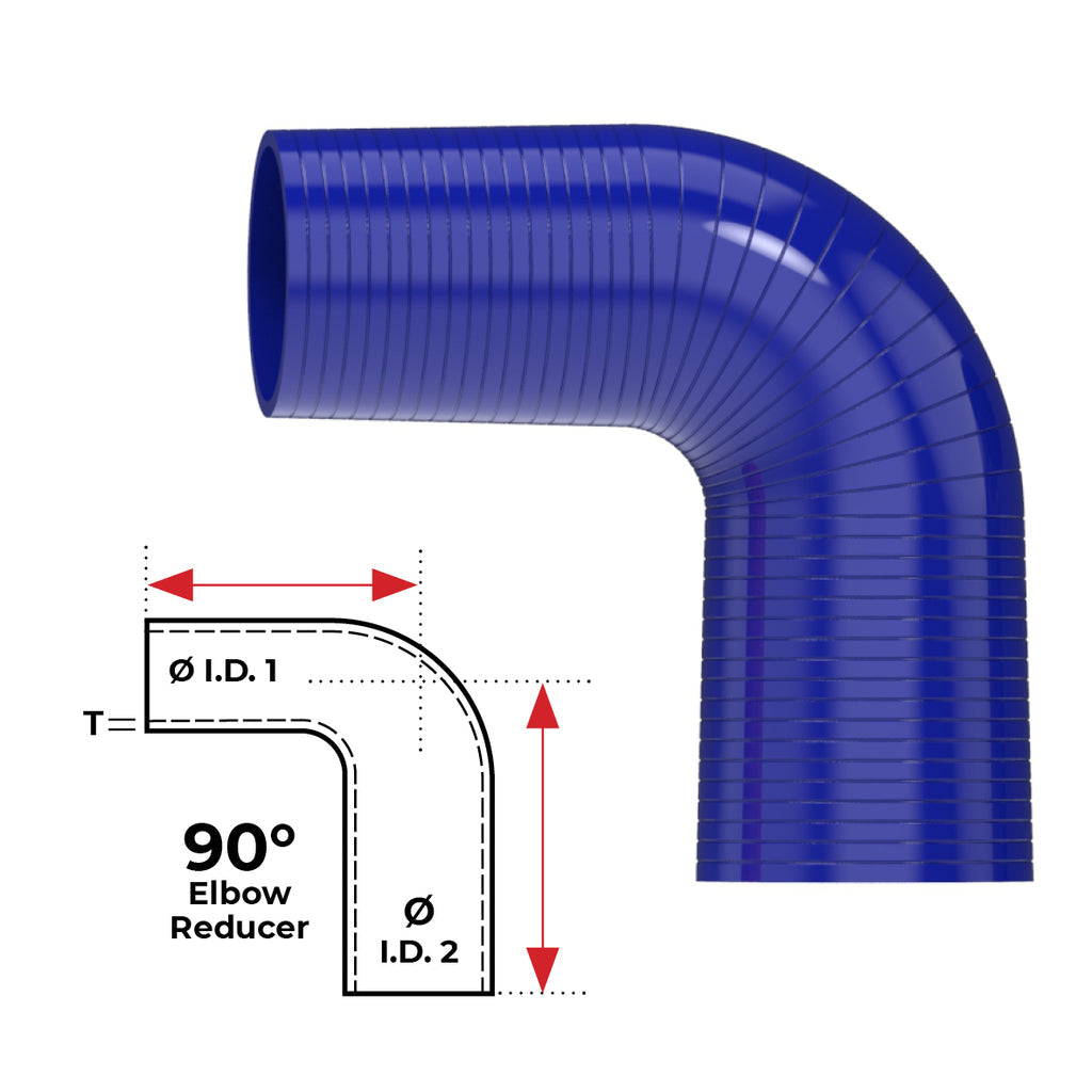 REDBACK | Silicone Hose 2-1/2" In 3" Out 90° Bend Reducer Blue | HSB090063075