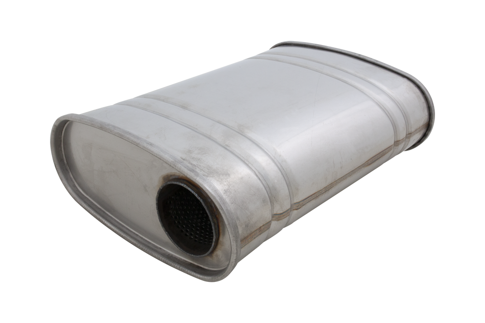 XForce | 2.5" Offset-Centre Performance Muffler | 4"x10"x14" Raw 409 Stainless Steel | VX05-1463(409)