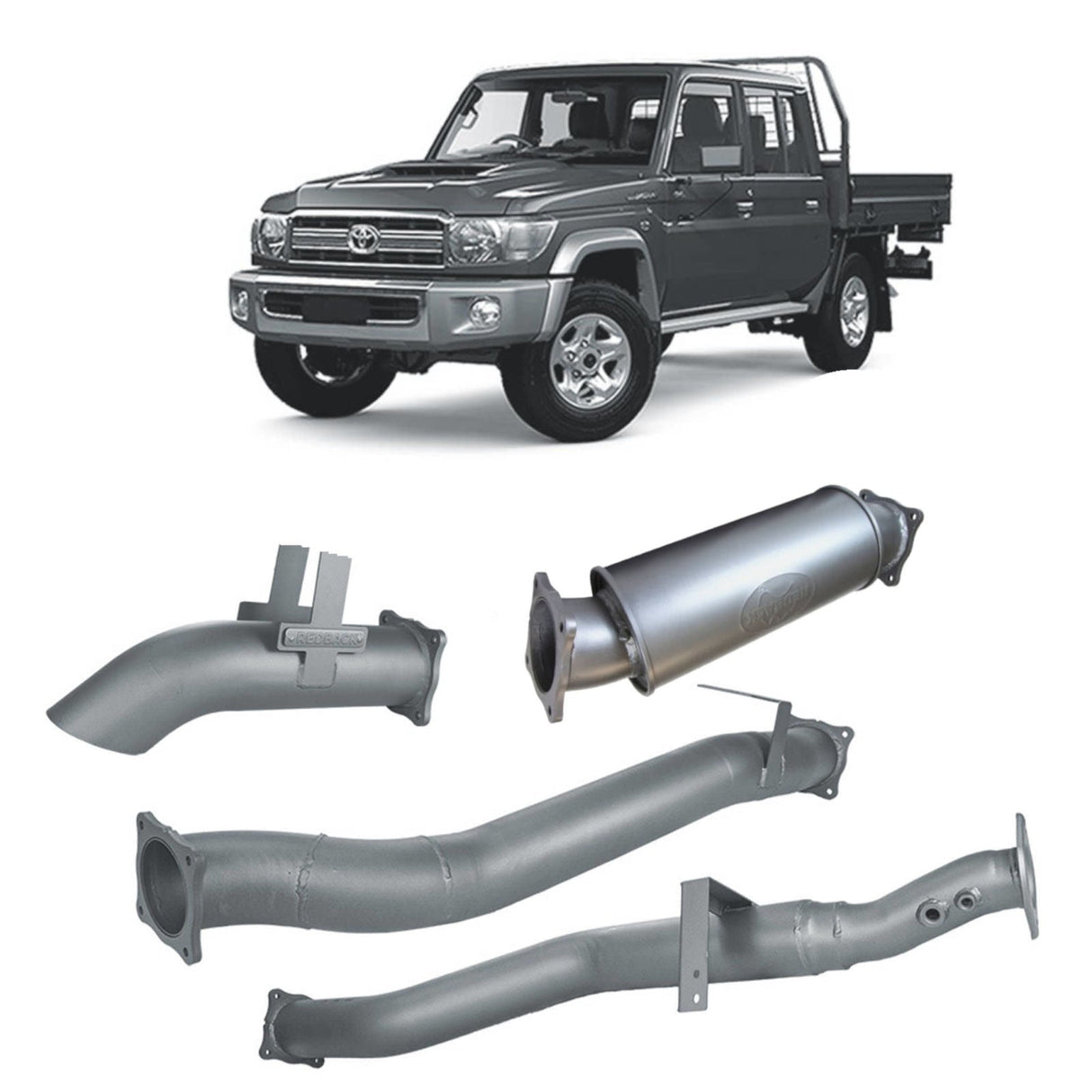 Redback Extreme Duty - Toyota Landcruiser 79 Series (2016 - On) Dual Cab 4" DPF Back Exhaust with Resonator