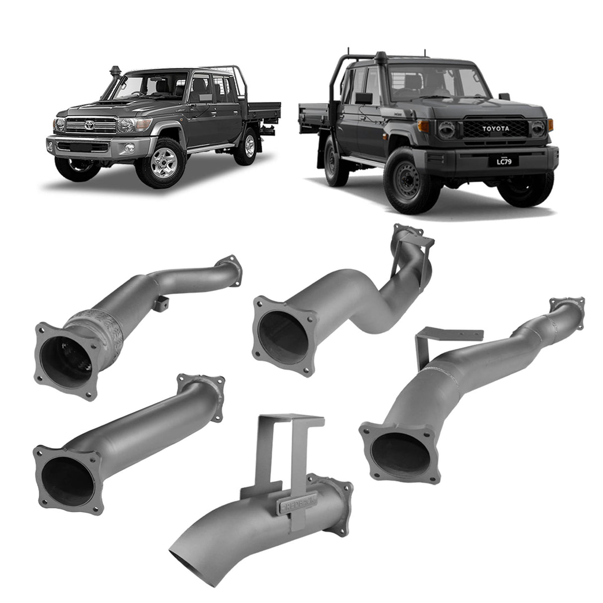 Redback Extreme Duty - Toyota Landcruiser 79 Series (2012 - 2024) Dual Cab 4" Turbo Back Exhaust with Muffler Delete