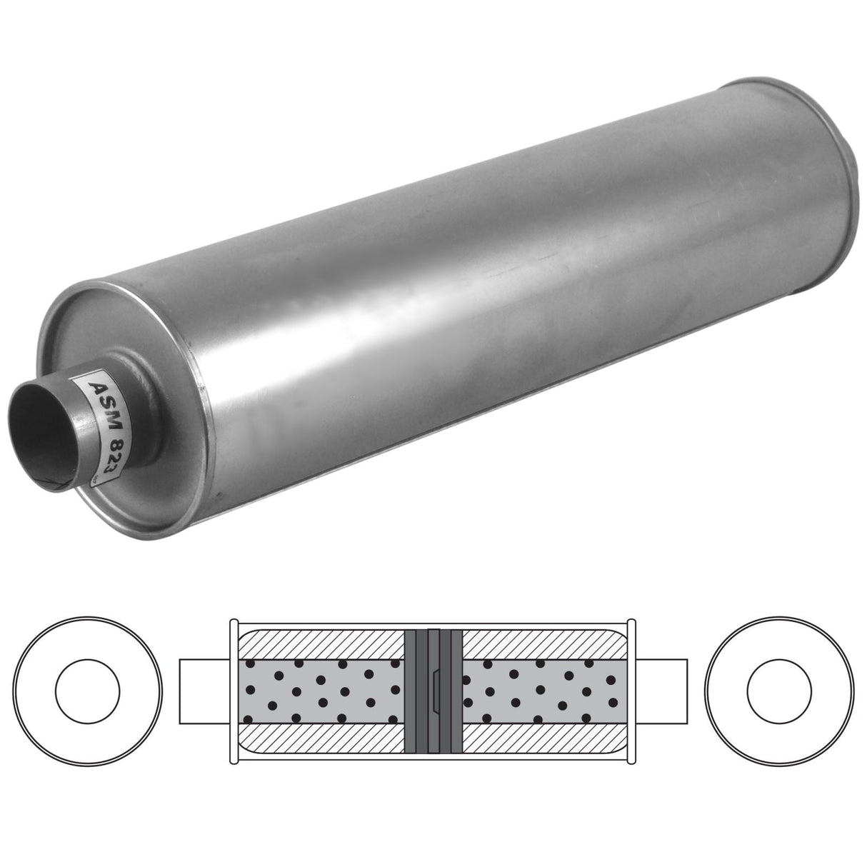Redback - 2 1/2" Chambered Muffler Centre/Centre 24"x8" Round Aluminised Steel