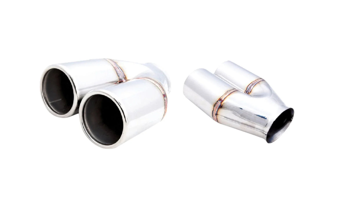 XForce | Twin 3" Round Rolled-In Y-Piece Exhaust Tip | 3" Inlet | 304 Stainless Steel | TY15-76