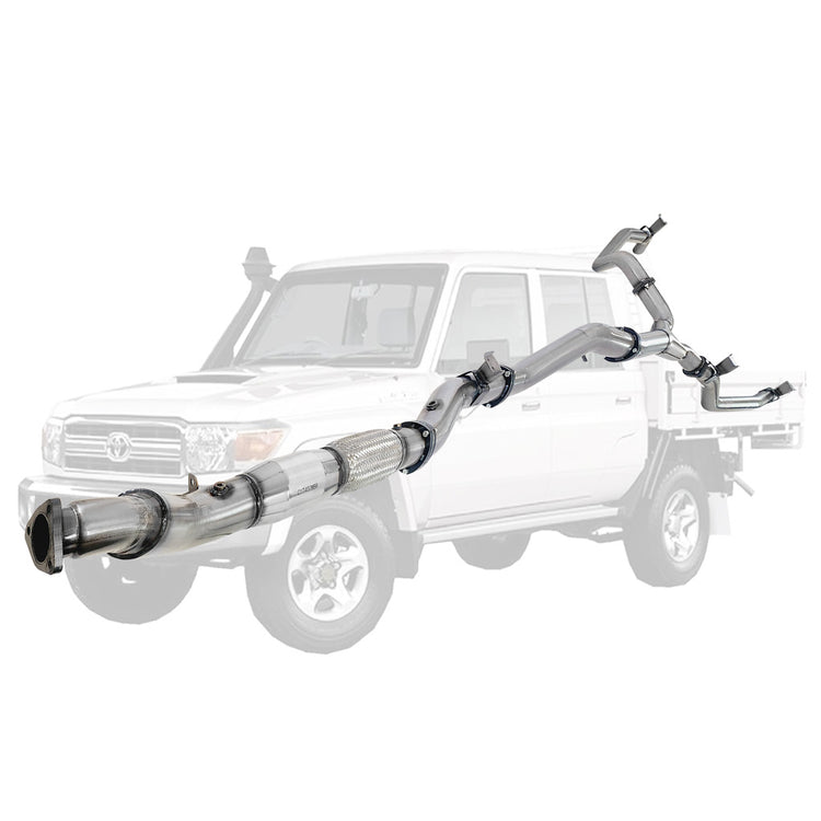 ESA | 4" into Twin 3" Turbo Back Exhaust DPF Delete | Toyota Landcruiser 79 Series VDJ79 4.5L V8 | TY226