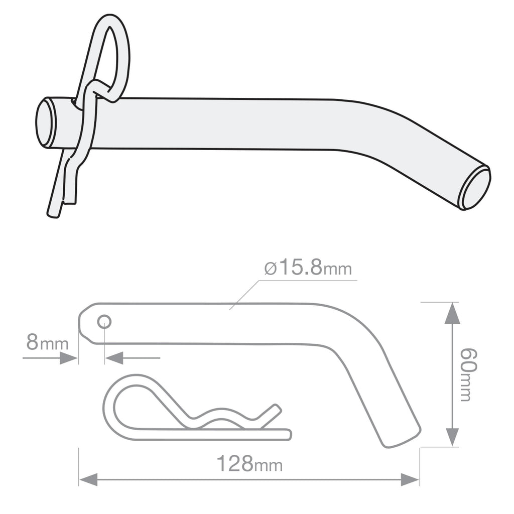 TAG | Hitch Pin & R-Clip | 15.8mm 5/8" Zinc Plated Steel Class 4 | UNT080BLIS