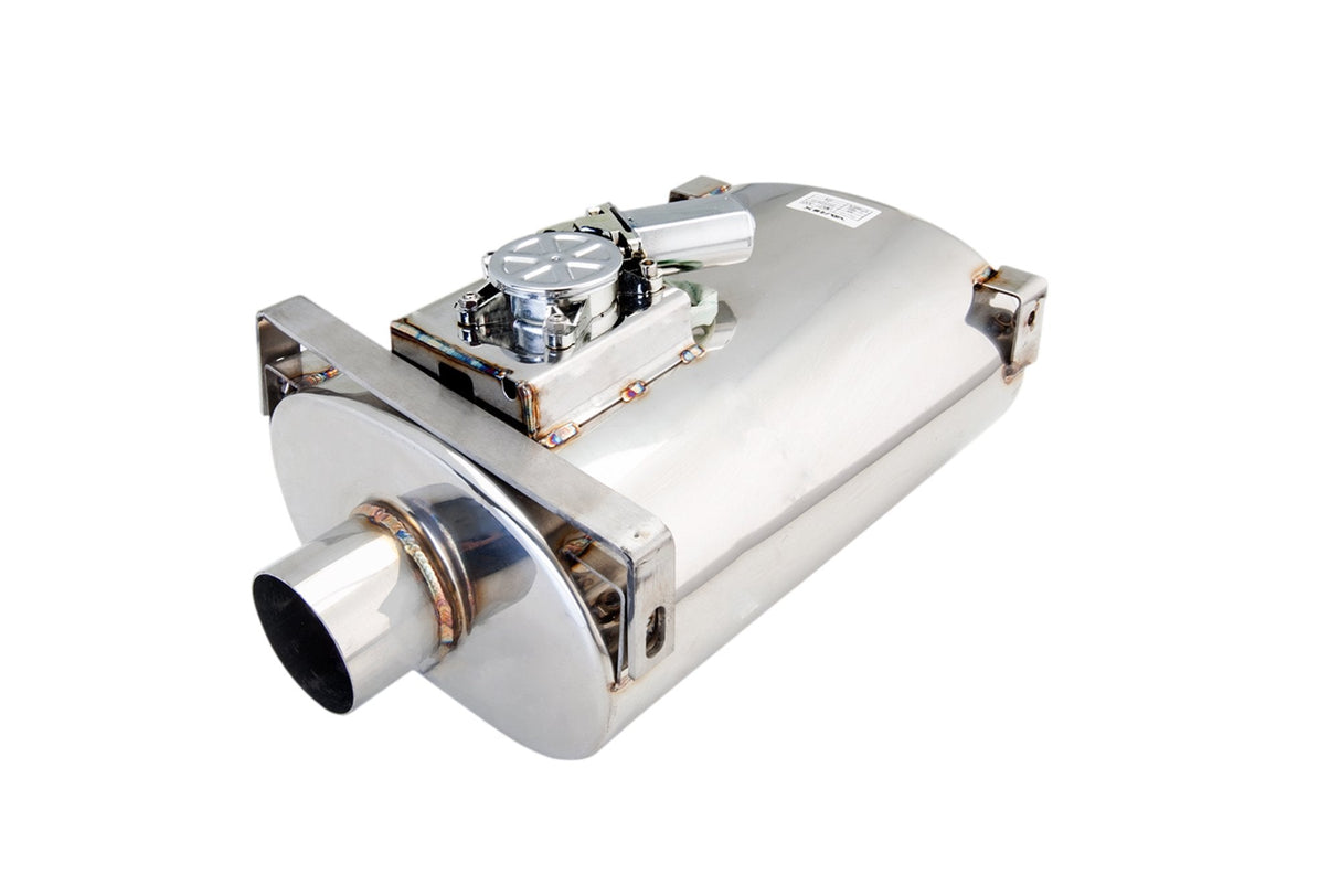 XForce | 3" Varex Universal Valved Oval Muffler | Side Bracket Mounts | 304 Stainless | VMK21-300