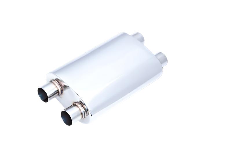XForce | Twin 2.25" In/Out Performance Muffler | 5"x8"x14" 304 Stainless Steel | VX15-1457