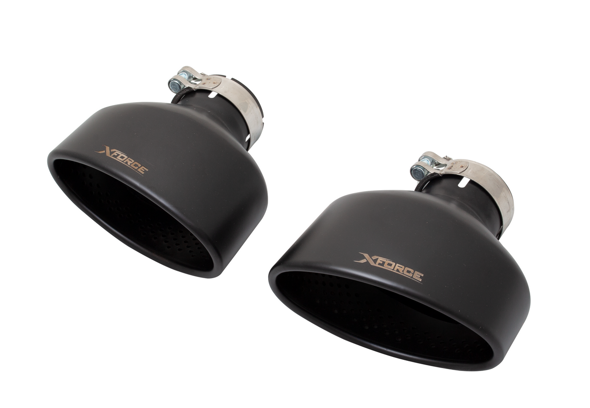 Xforce | Matte Black Oval Exhaust Tips | Audi RS3 8V Hatch 2015–2020 | ESRS3HBLACKTIPS