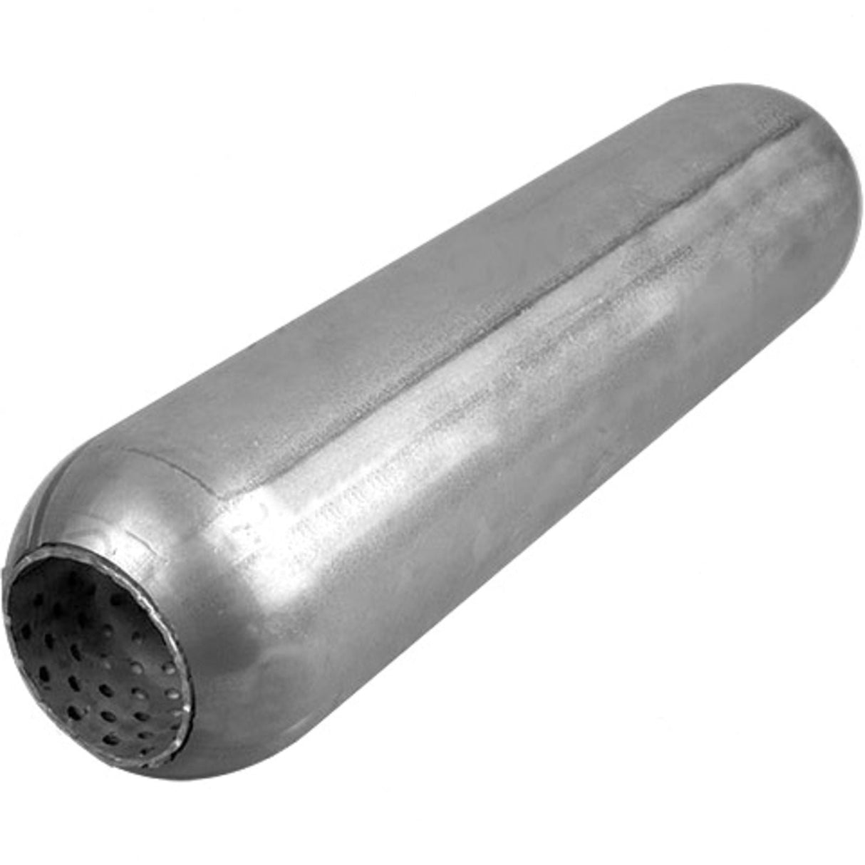 Redback - 3" Round Hotdog Resonator Perforated Straight Through 1 3/4" Center to Center Without Spigots 15"x4" Round Mild Steel