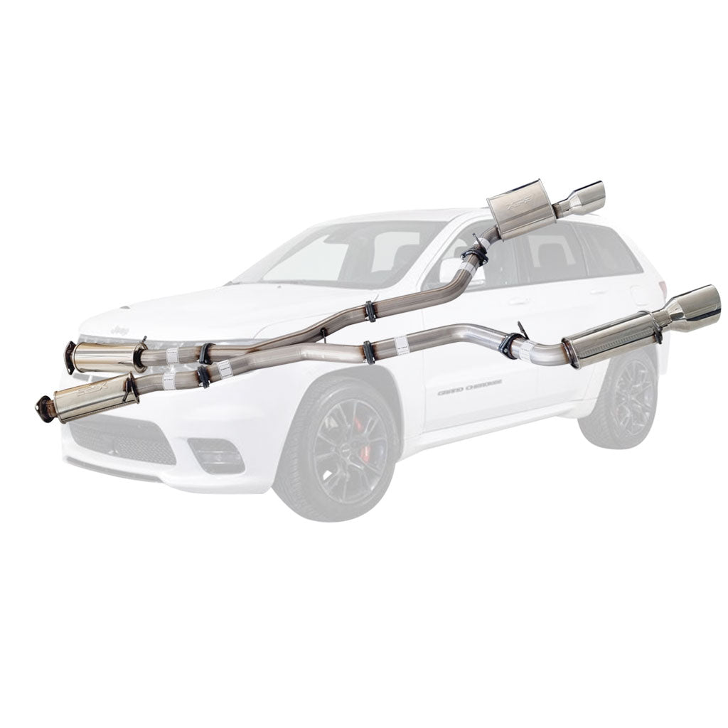 ESA | Stainless Steel Twin 3" Catback Exhaust 4" Polished Tips | Jeep Grand Cherokee SRT 6.4L | ST401-404CT-SS