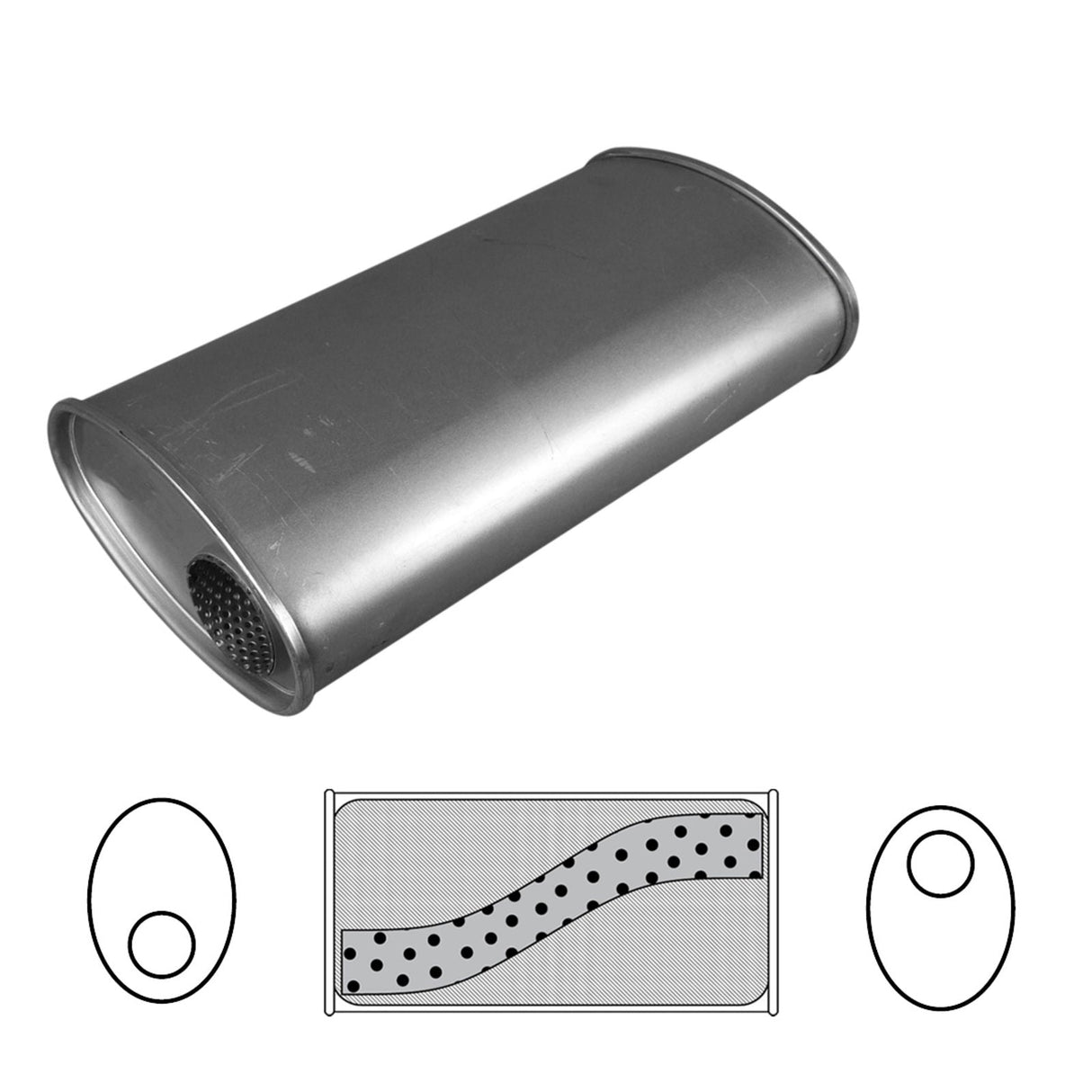 Redback - 2.5" Universal Muffler Offset/Offset 406x203x101mm Oval Aluminised Steel