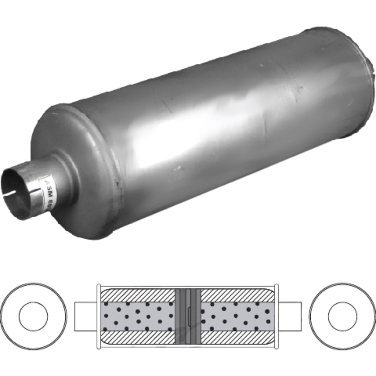 Redback - 3" Chambered Muffler Centre/Centre 24"x8" Round Aluminised