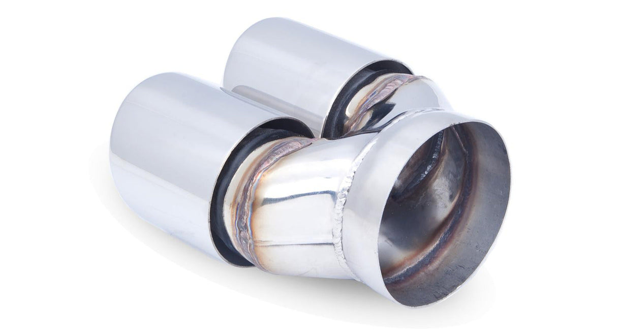 XForce | Twin 3.5" Round Angle-Cut Exhaust Tips | Double Wall 304 Stainless Steel | TY-AW35-89