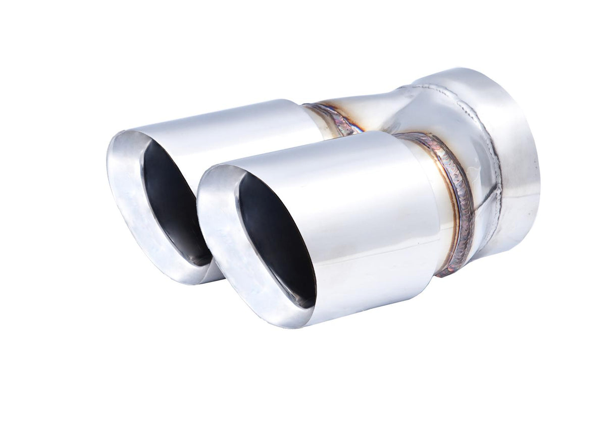 XForce | Twin 3.5" Round Angle-Cut Exhaust Tips | Double Wall 304 Stainless Steel | TY-AW35-89