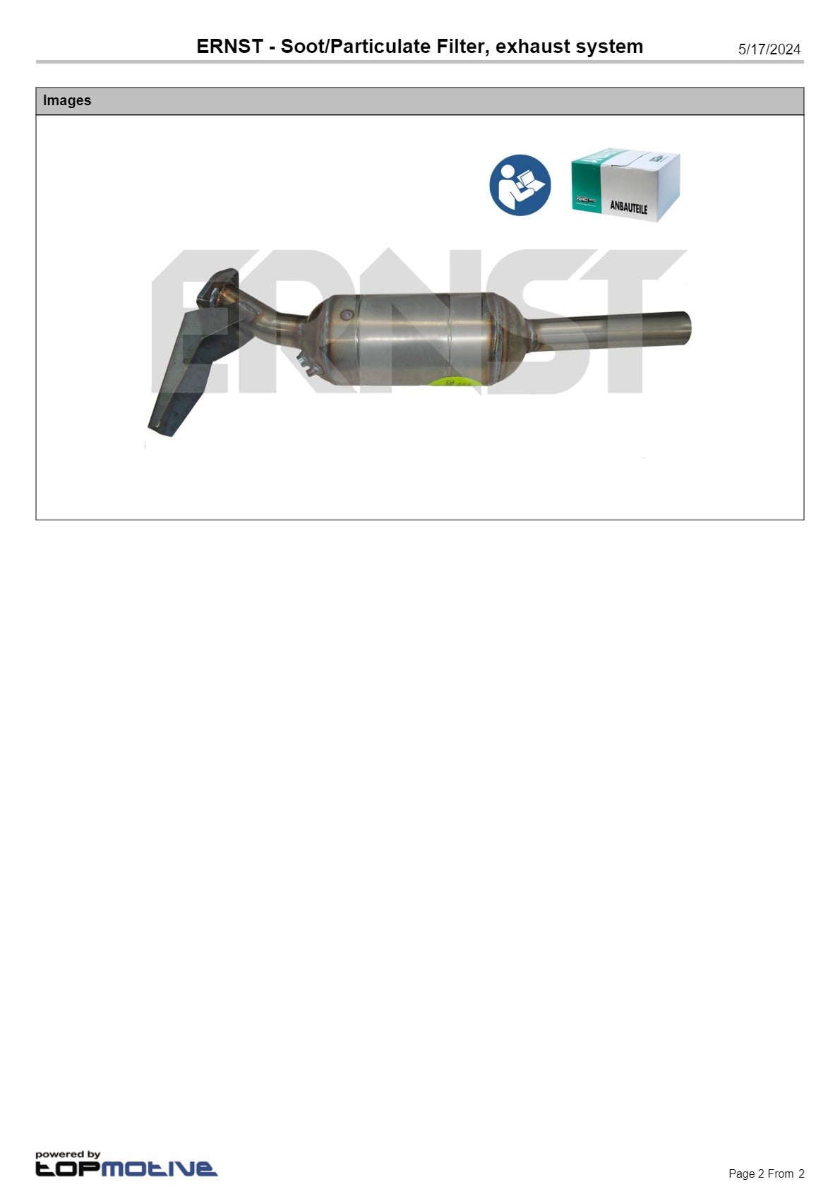 Ernst - Audi A6 3.0L DPF Diesel Particulate Filter