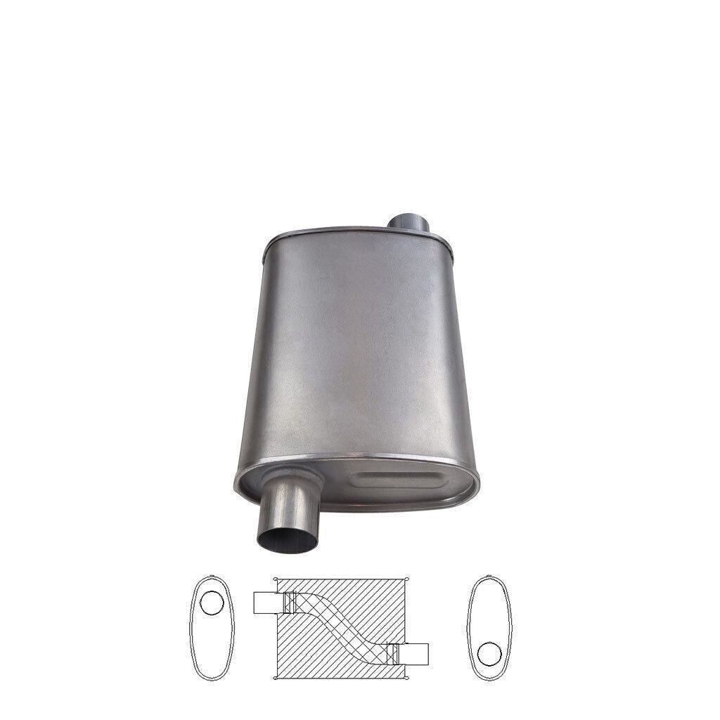 MSA Universal Muffler - 2.25" Inch 10" x MSA Universal Muffler - 4" Oval 14" Long Straight Through