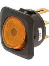 Jaylec - Switch Rocker On Off Amber 12/24 Volts 25 Amps @ 12 Volts 12.5 Amps @24 Volts Mounting