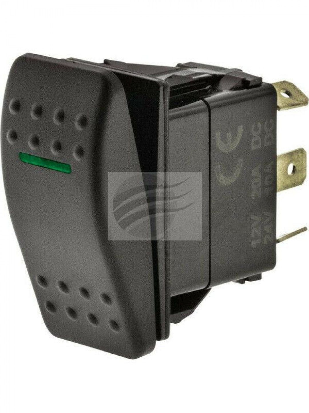 Jaylec - Switch Rocker Sealed On/Off 12/24 Volts 20 Amps @ 12 Volts 10 Amps @24 Volts Green LED