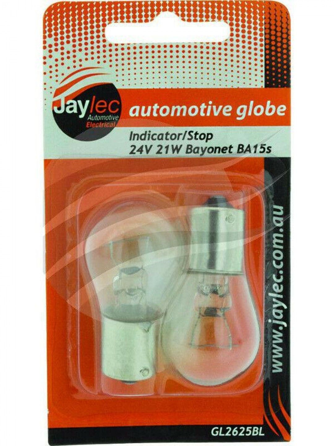 Jaylec - Pack Of 2 Bayonet Globe Ba15S 24 Volts 21 Watt Ba15S-P21W Base Blister Pack Of