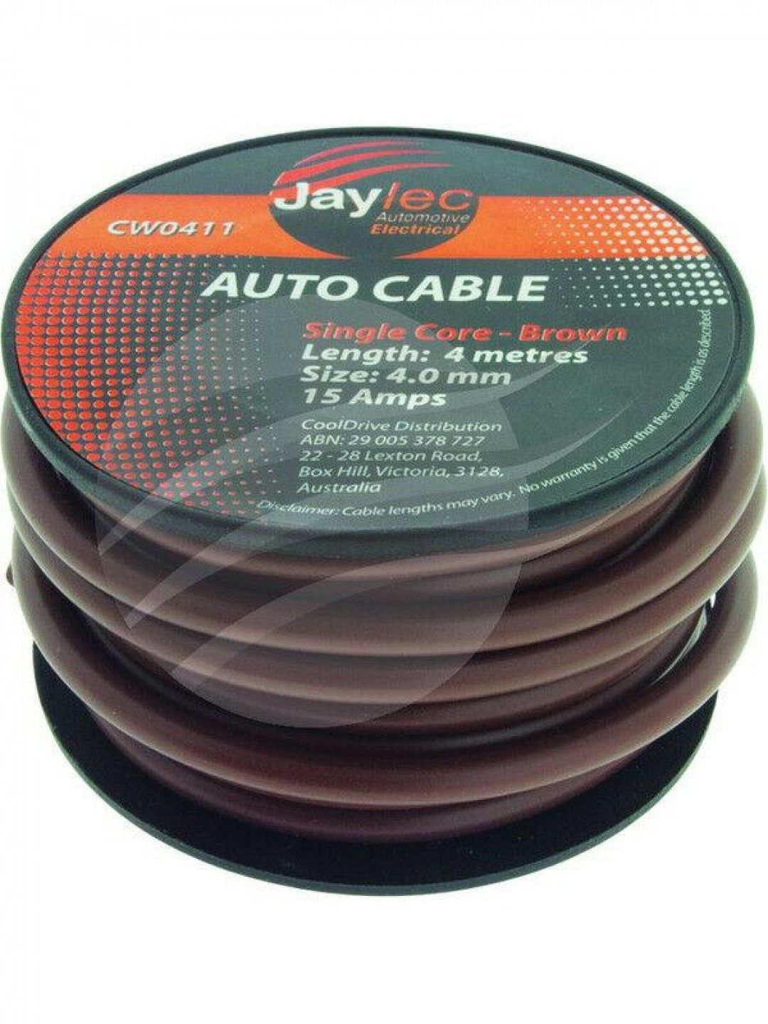 Jaylec - 4mm Single Core Cable Brown 4 Metres & 15 Amps