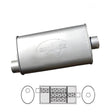 Redback - 57mm Chambered Muffler Offset/Centre 406x254x102mm Oval Aluminised Steel