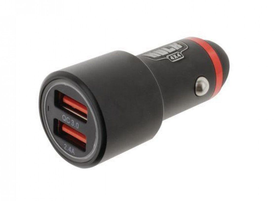 Hulk 4X4 - DUAL USB IN CAR SOCKET CHARGER PORT 1:QC3 PORT 2: 2.4a BLUE