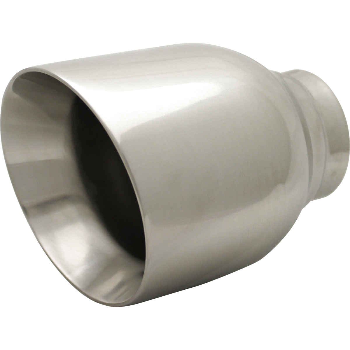 Exhaust Tip - 2 1/2" Inch (In) 4" Inch Out 130mm Long (Rolled In - Angle Cut)