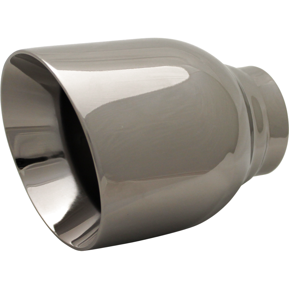 Exhaust Tip - 2 1/4" Inch (In) 4" Inch Out 130mm Long (Black Chrome - Angle Cut)