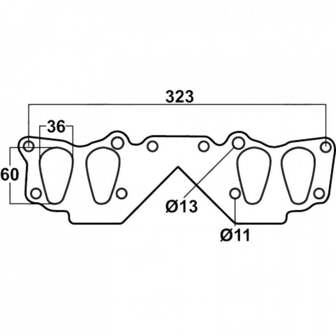 Toyota Hilux RN105, RN110 & RN130, Toyota 4Runner, Toyota Land Cruiser RJ70, Toyota Coaster Bus, Toyota 21R-C & 22R-EC, air injection, tear drop shape  - Exhaust Manifold Gasket