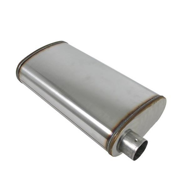 Universal Muffler - 8"X4" Oval, 12" Long, 2", O/O, T-Flow, Mild