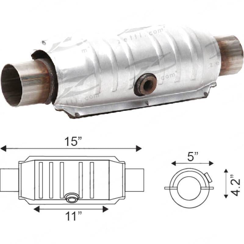 UNI ROUND BODY LONG - 380MM LG(106MM DIA)2 1/2" CERAMIC EURO WITH CENTRE O2 SENSOR