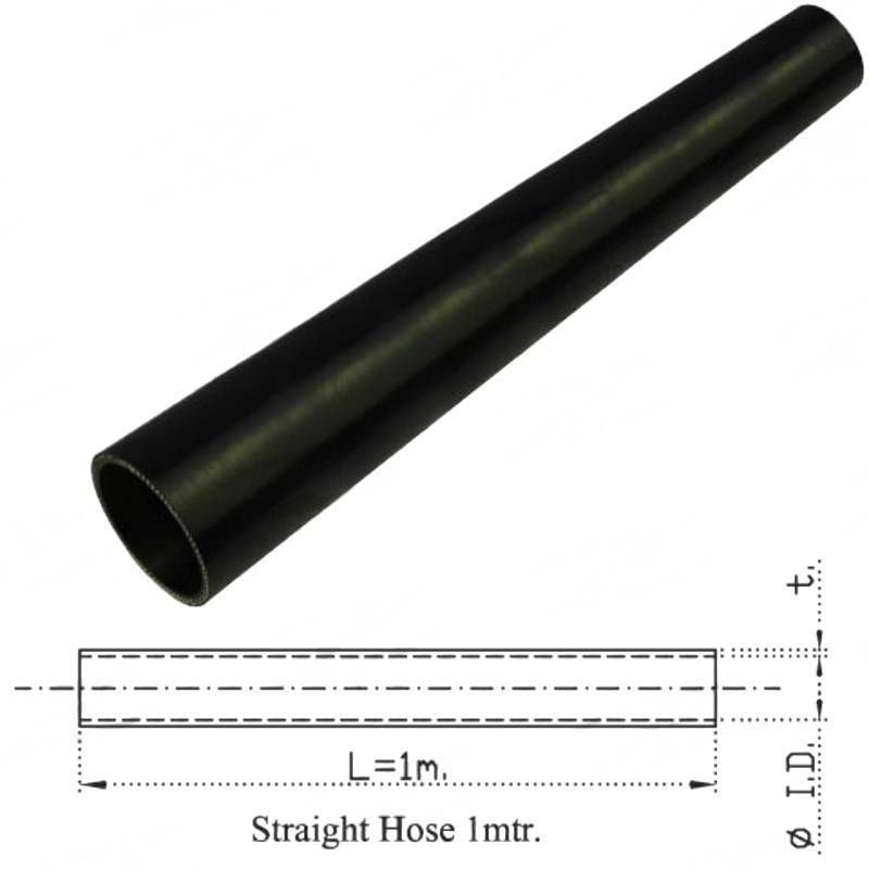 Silicone Hose - Inside Diameter 2-1/2" Inch (63mm), Black, 1M Straight
