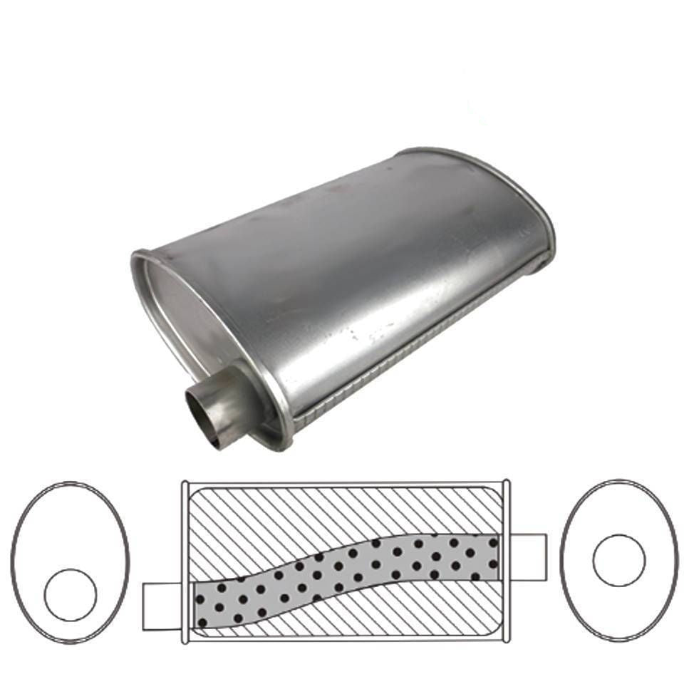 Redback Universal Muffler - 10" X 4" Oval - 12" Long O/C 2 1/2" Glass Packed Me…