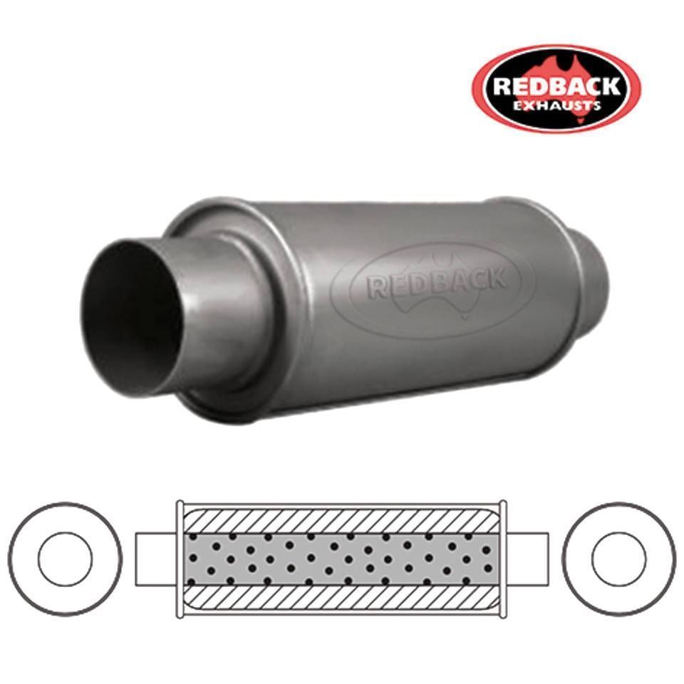 Redback Universal Muffler - 5" Round - 14" Long C/C 2 1/2" Glass Packed - Defau…