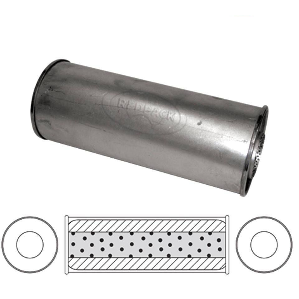 Redback Universal Muffler - 6" Round - 16" Long C/C 3" Glass Packed Megaflow No…