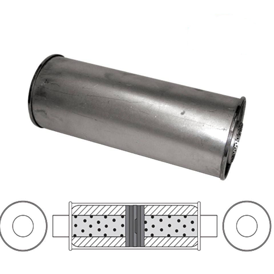 Redback Universal Muffler - 6" Round - 14" Long C/C 3" Glass Packed Chambered N…