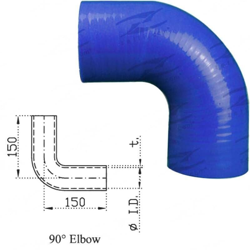 Silicone Hose - Inside Diameter 4" Inch (101mm), Blue, 90 Bend