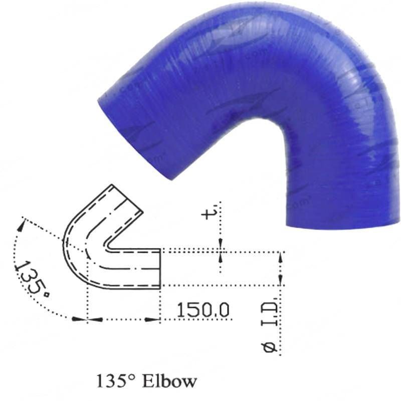 Silicone Hose - Inside Diameter 1-3/4" Inch (45mm), Blue, 135 Bend