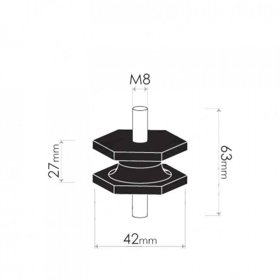 Cotton Reel Mounts - Inside Diameter 42mm, HEX, M8