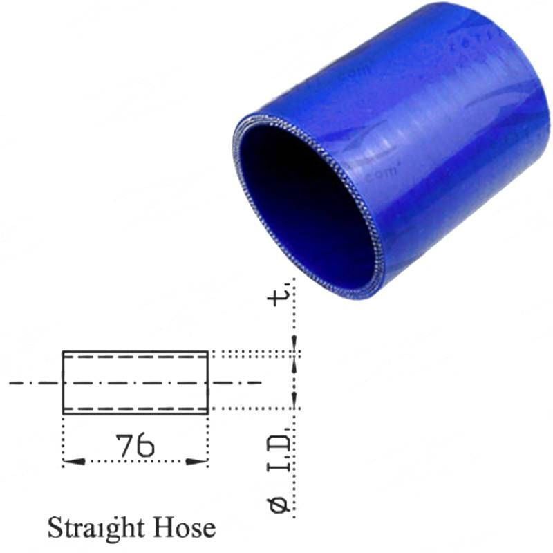 Silicone Hose - Inside Diameter 3-1/2" Inch (89mm), Blue, 76mm Straight