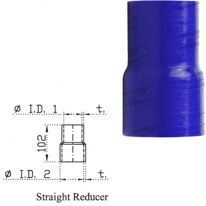 Silicone Hose - Inside Diameter 1-1/2" Inch (38mm) - 2" Inch (51mm), Blue, Straight Reducer