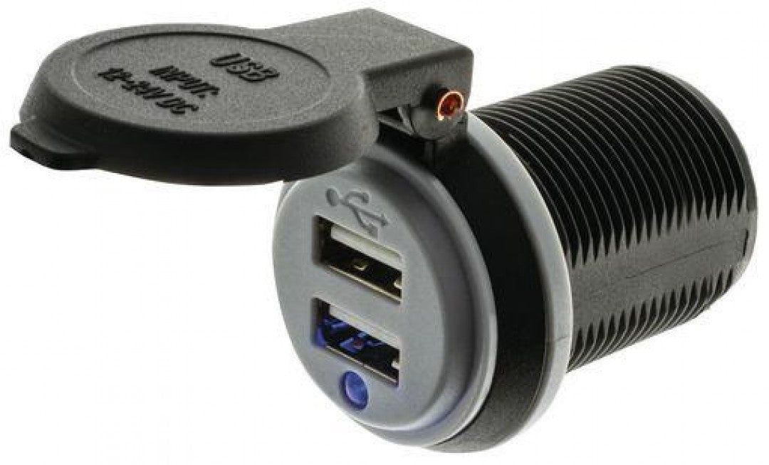 Hulk 4X4 - DUAL USB SOCKET 2.4a EACH PORT TOTAL 4.8a PLASTIC CAP BLU LED